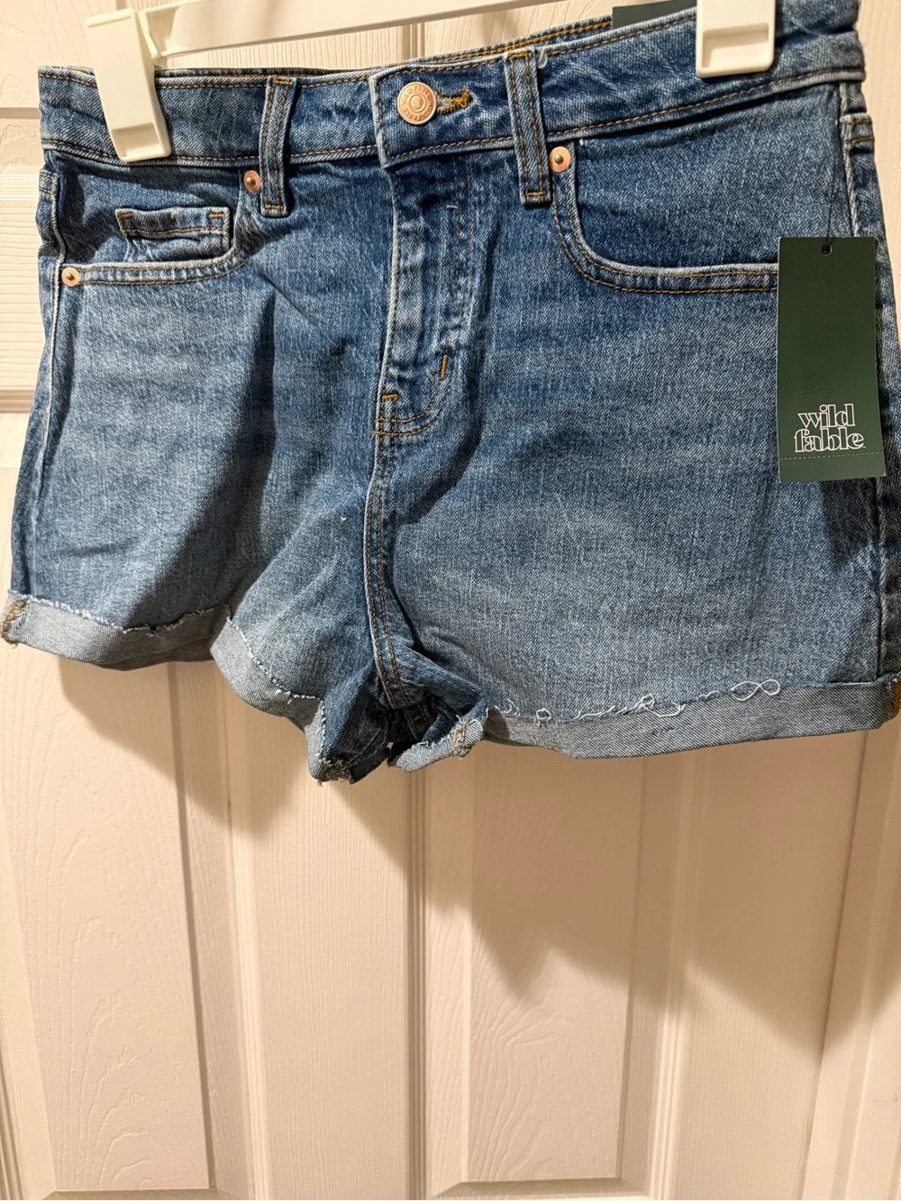 Wild Fable Denim Rolled Hem High-Rise Shorts - Blue